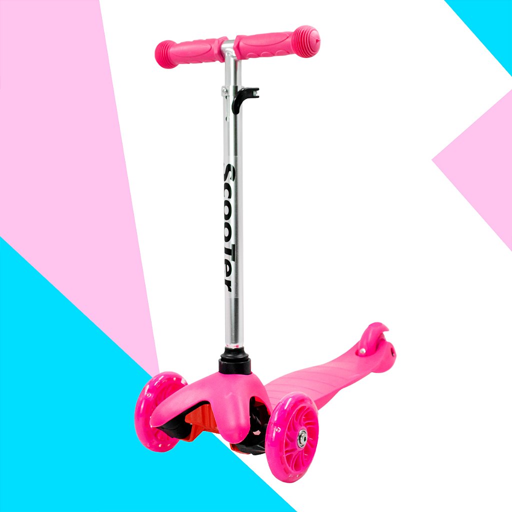 Patinete Regulável Infantil 3 Rodinhas Com Led Para Crianças Até 40kg