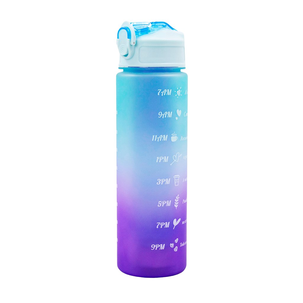 Kit 3 Garrafas Squeeze Água Galão 2L 900ml 300ml Degrade Adesivos 3D
