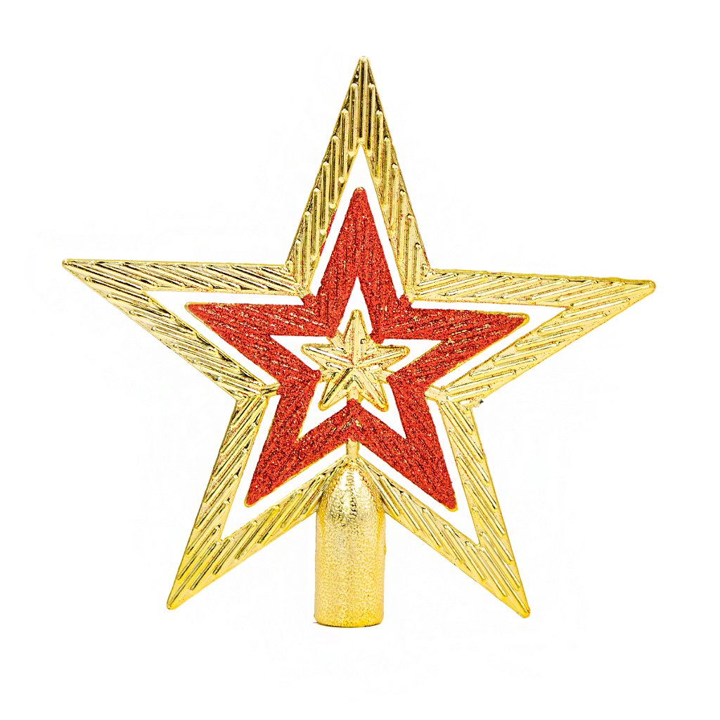 Ponteira Estrela Decoração Enfeite Glitter Arvore De Natal 18cm