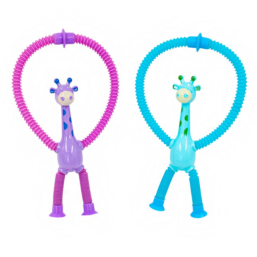 Girafa Pop It Tubo Led Estica Puxa Gruda Brinquedo Infantil