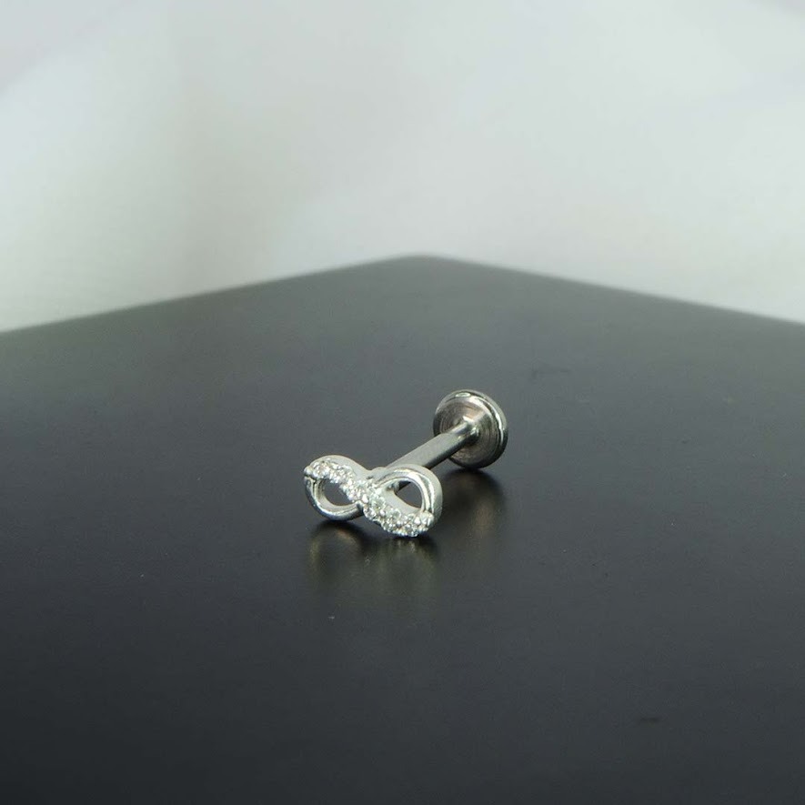 Piercing Símbolo do Infinito com Mini Zircônia em Prata 925