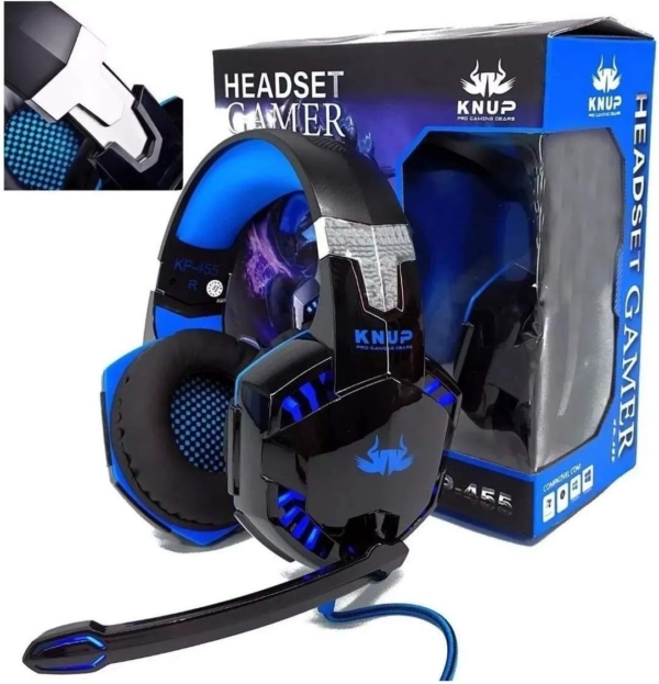 Fone De Ouvido Gamer Headset Knup Kp-455A Com Led Microfone