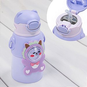 Garrafinha C/ Canudo Squeeze Infantil Garrafa Bebe Térmica Alça