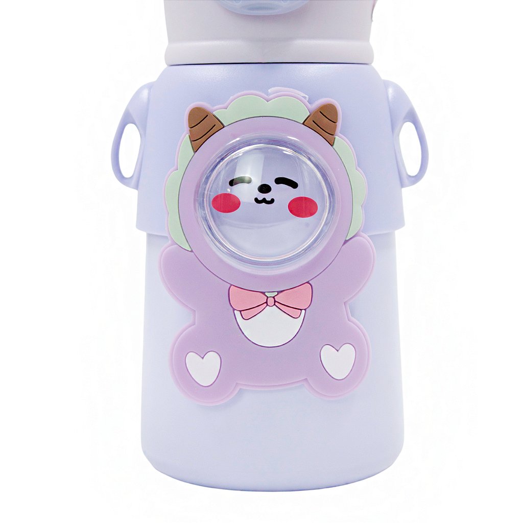 Garrafinha C/ Canudo Squeeze Infantil Garrafa Bebe Térmica Alça