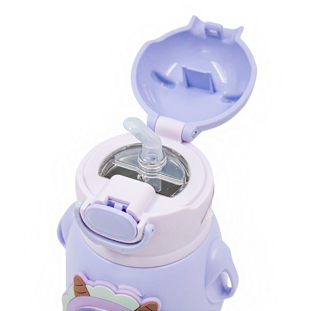 Garrafinha C/ Canudo Squeeze Infantil Garrafa Bebe Térmica Alça