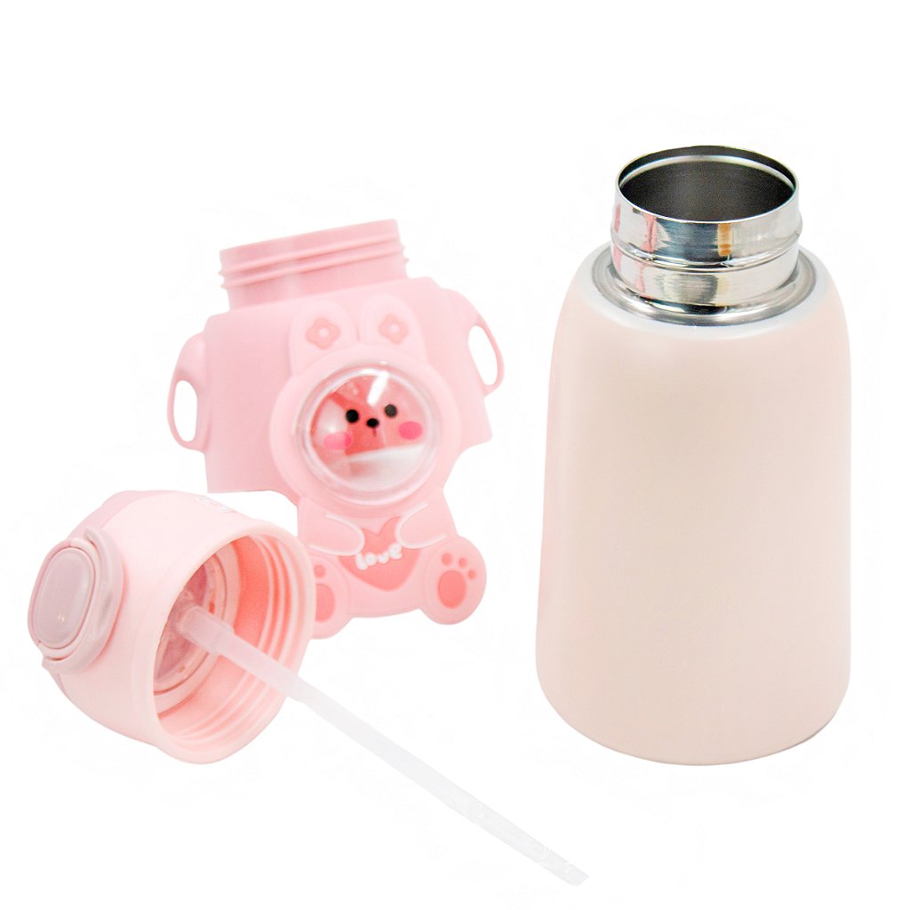 Garrafinha C/ Canudo Squeeze Infantil Garrafa Bebe Térmica Alça
