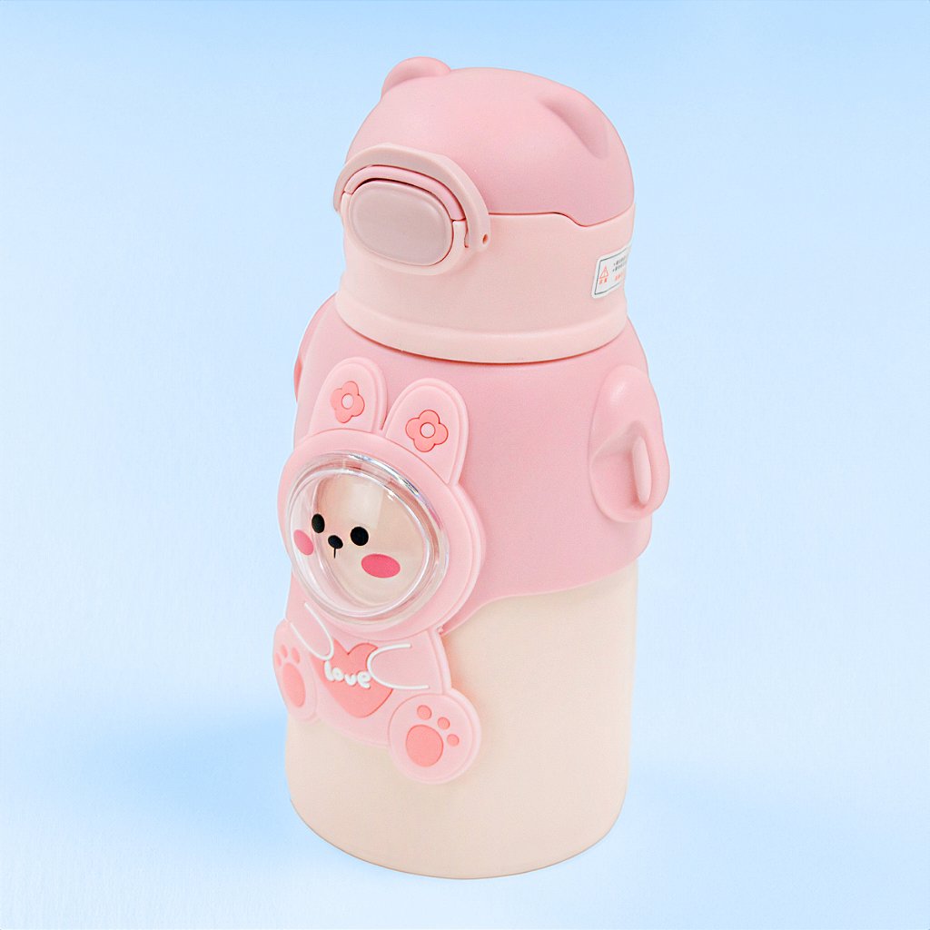 Garrafinha C/ Canudo Squeeze Infantil Garrafa Bebe Térmica Alça