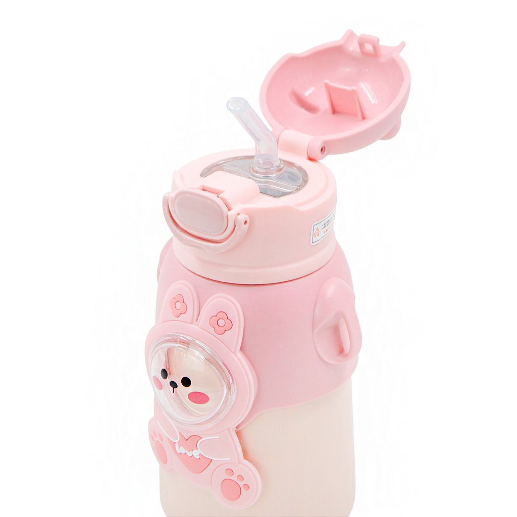Garrafinha C/ Canudo Squeeze Infantil Garrafa Bebe Térmica Alça