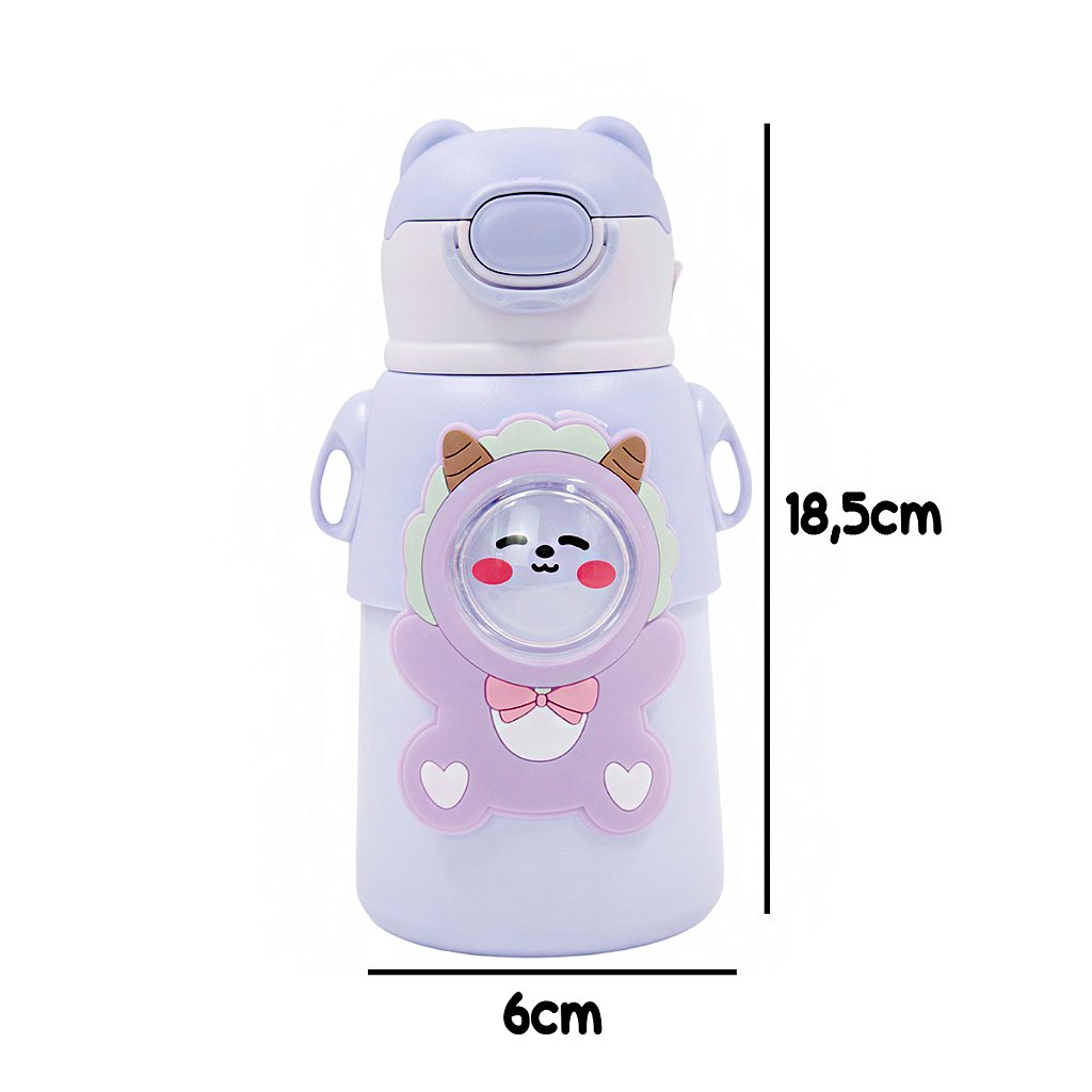 Garrafinha C/ Canudo Squeeze Infantil Garrafa Bebe Térmica Alça