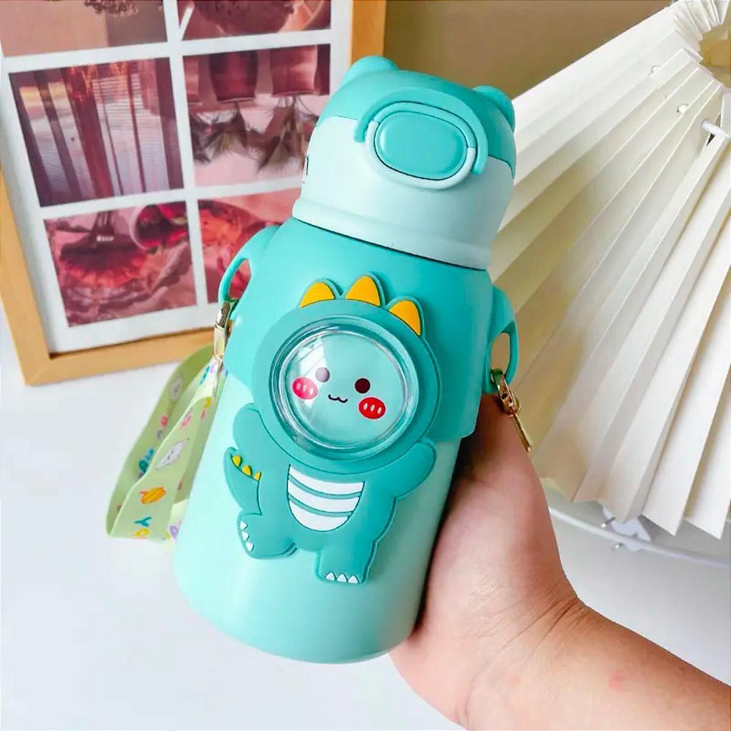 Garrafinha C/ Canudo Squeeze Infantil Garrafa Bebe Térmica Alça
