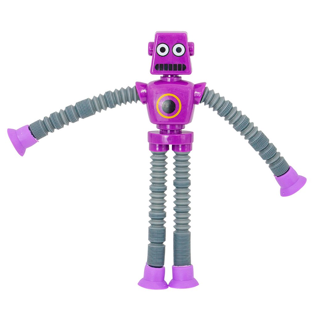 Robo Pop It Tubo Luz Led Estica Puxa Gruda Boneco Brinquedo Infantil