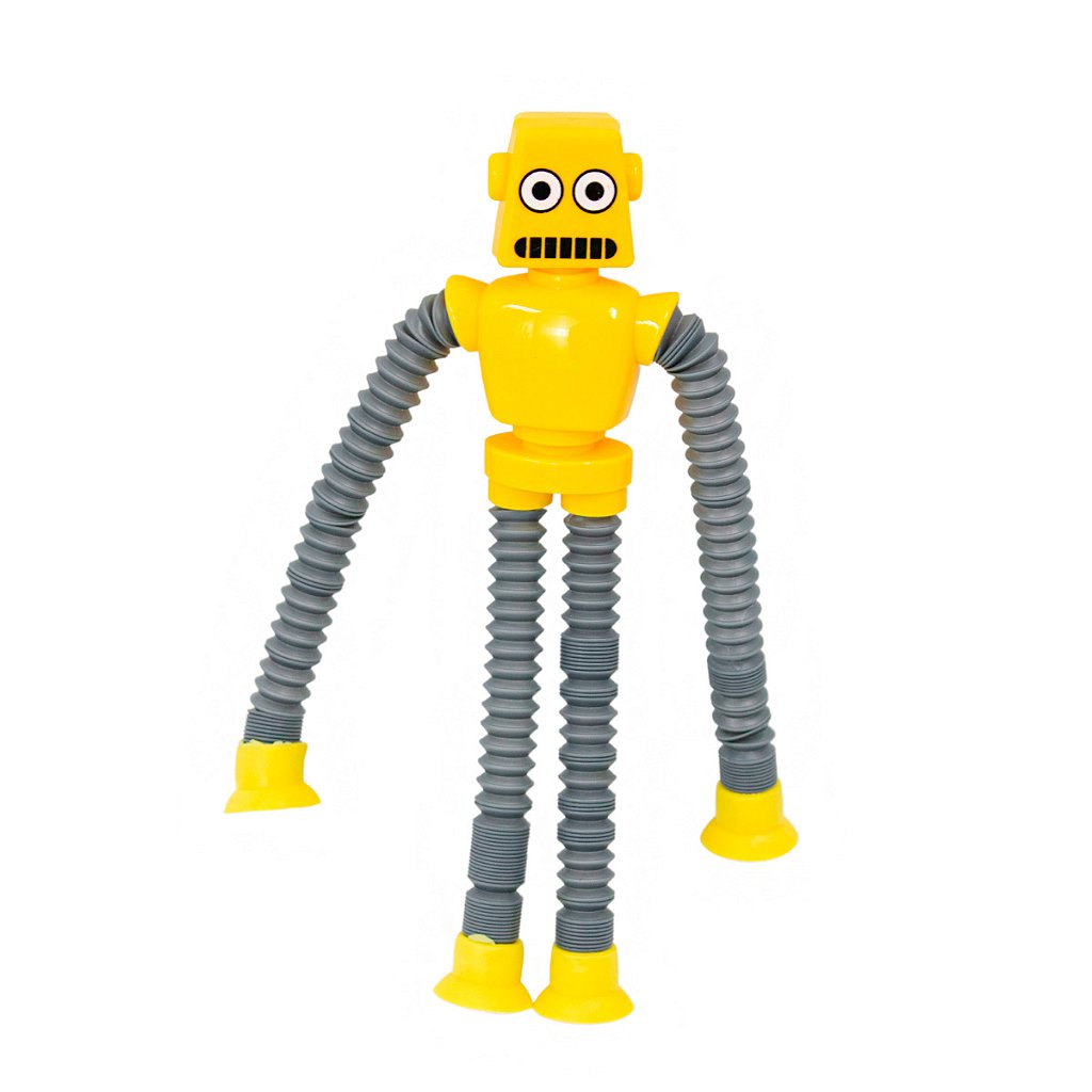 Robo Pop It Tubo Luz Led Estica Puxa Gruda Boneco Brinquedo Infantil