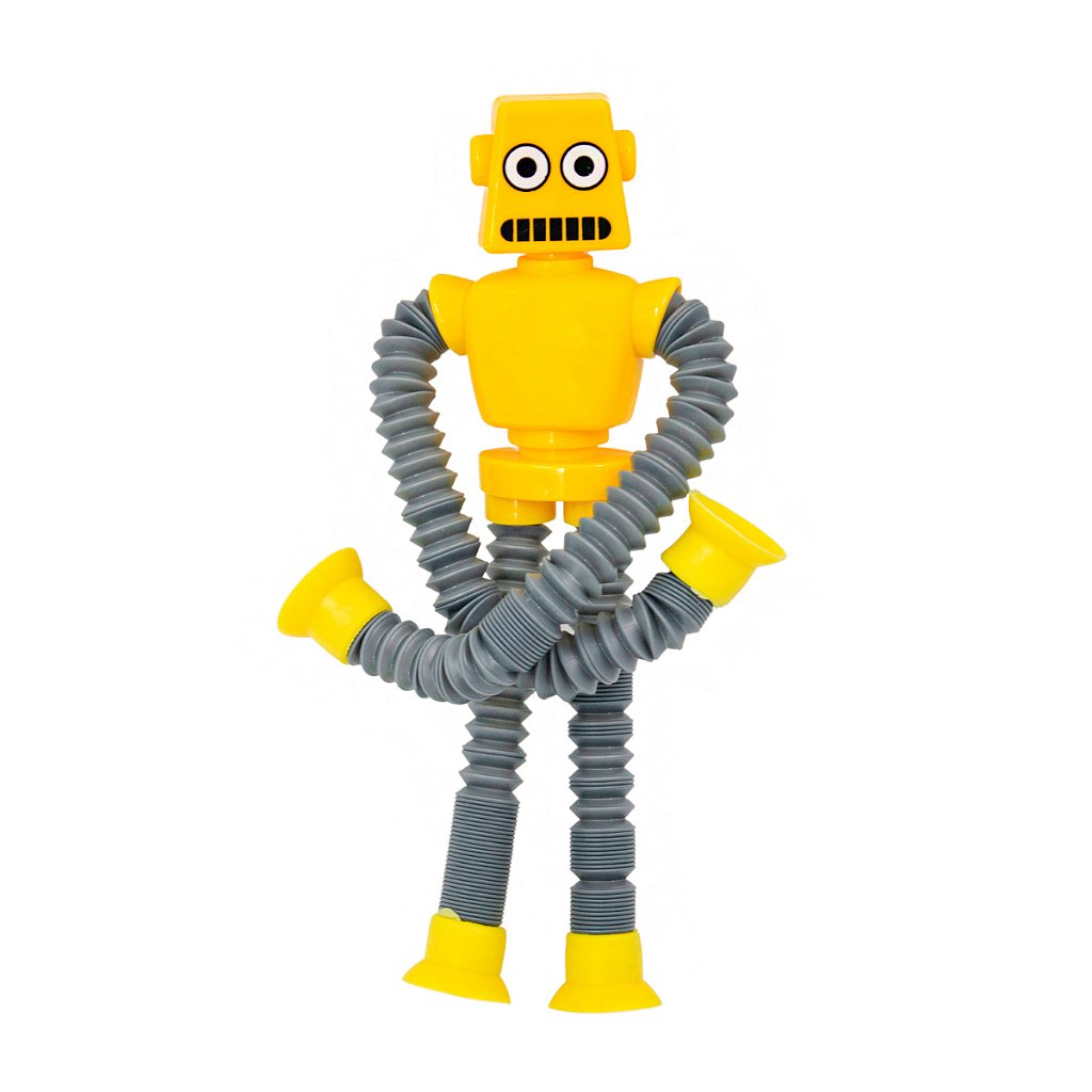 Robo Pop It Tubo Luz Led Estica Puxa Gruda Boneco Brinquedo Infantil
