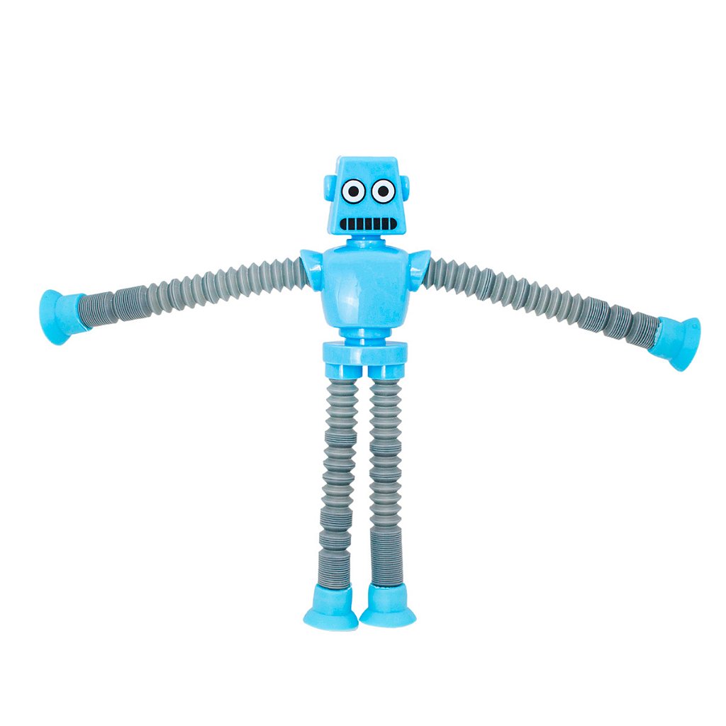 Robo Pop It Tubo Luz Led Estica Puxa Gruda Boneco Brinquedo Infantil