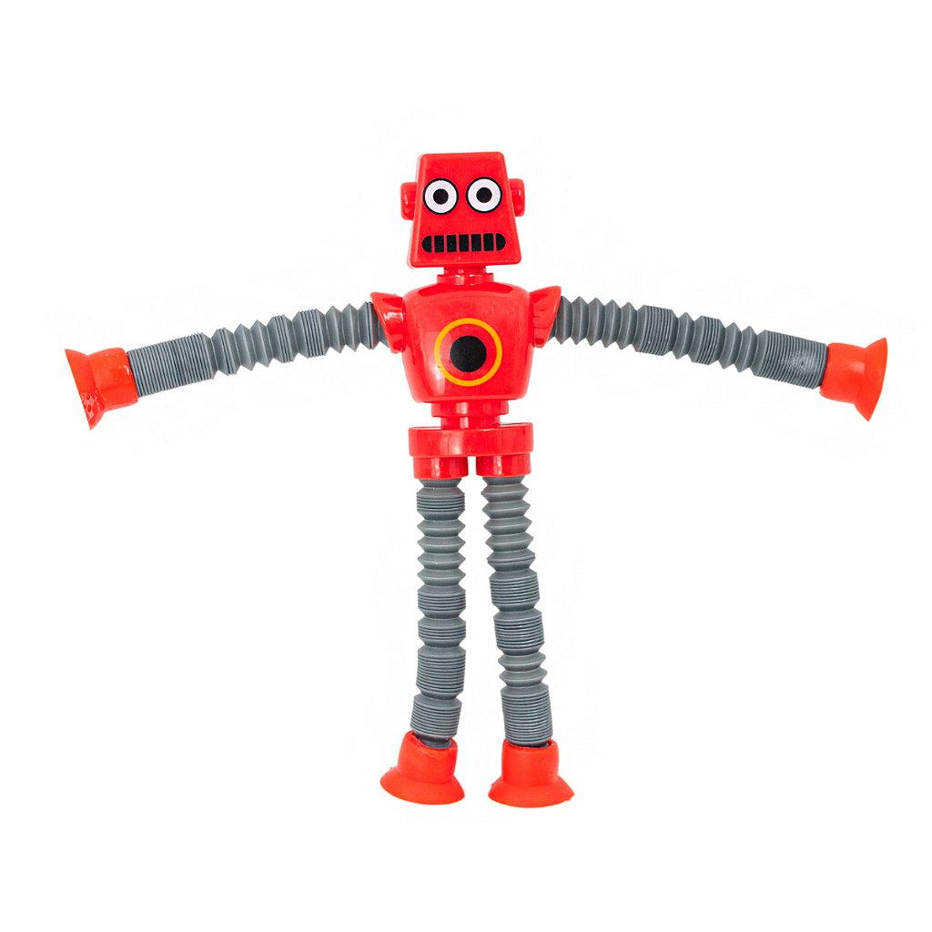 Robo Pop It Tubo Luz Led Estica Puxa Gruda Boneco Brinquedo Infantil