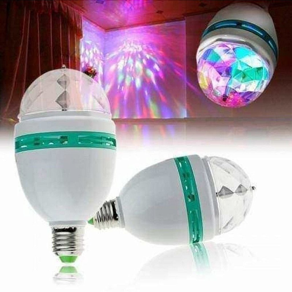 Lâmpada Globo de Luz Giratória Bola Colorida De Teto C/ Bocal