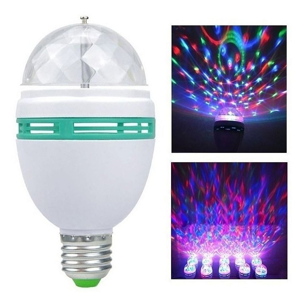 Lâmpada Globo de Luz Giratória Bola Colorida De Teto C/ Bocal