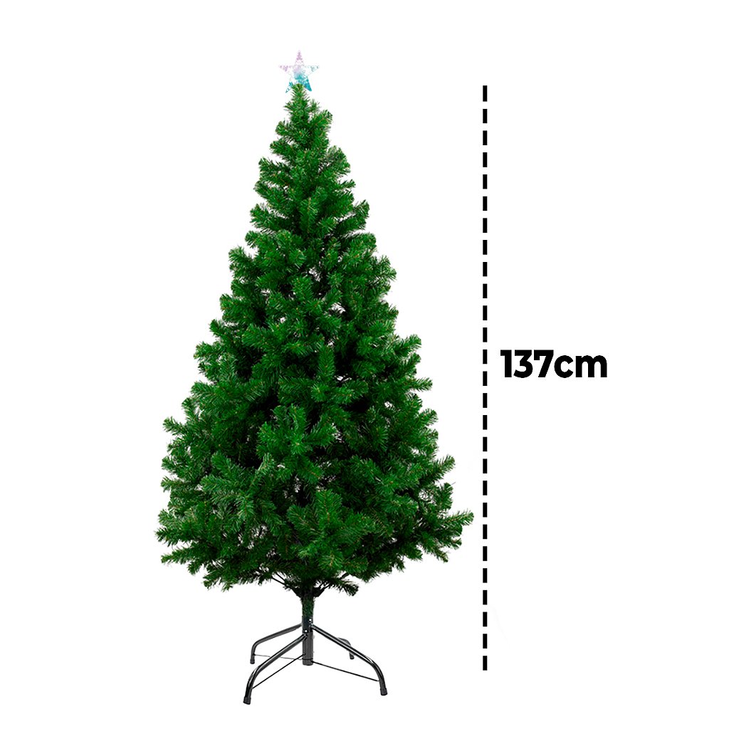Arvore de Natal Com Pisca Pisca Led Colorido Estrela 137x14cm