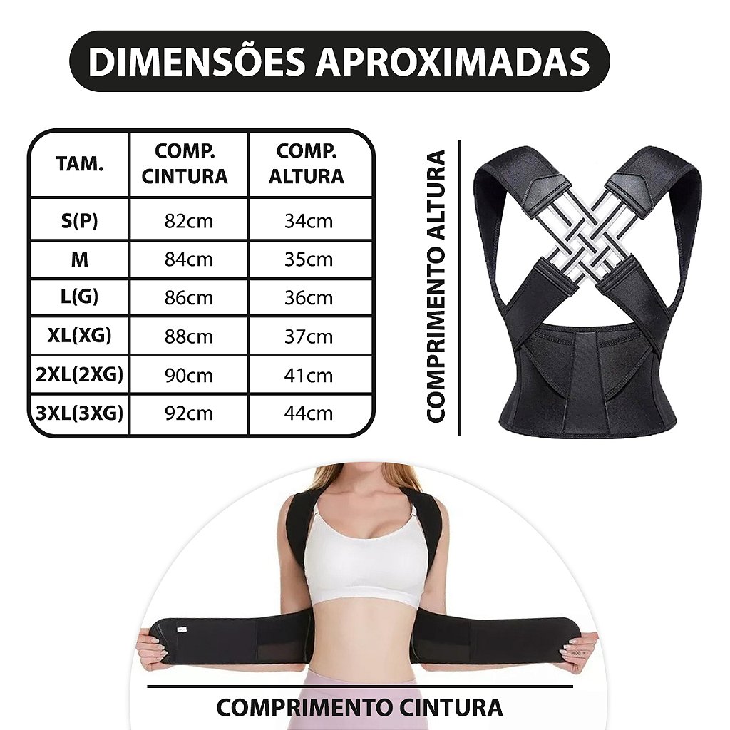 Colete Corretor Postural Ortopédico Coluna Cervical Alinha Postura