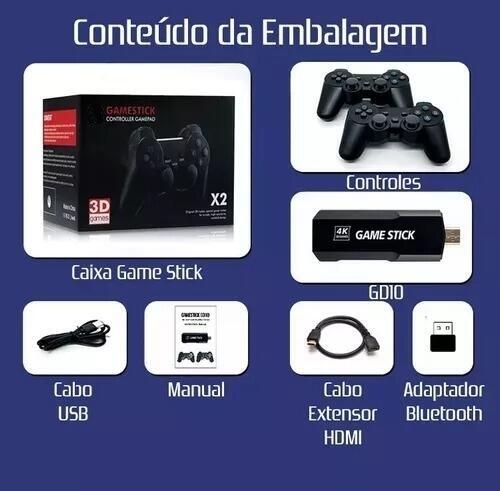 Game Stick 4K Retro Gd10 35.000 Jogos 2 Controles Sem Fio Original