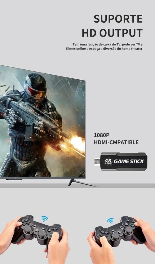 Game Stick 4K Retro Gd10 35.000 Jogos 2 Controles Sem Fio Original