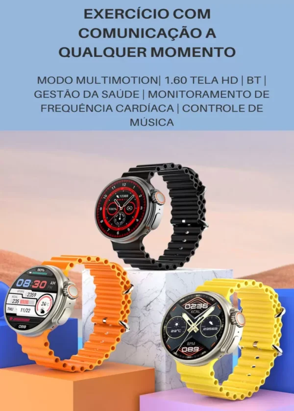 Smartwatch Ultra 9 Pro Redondo Multifunções Lançamento 2023