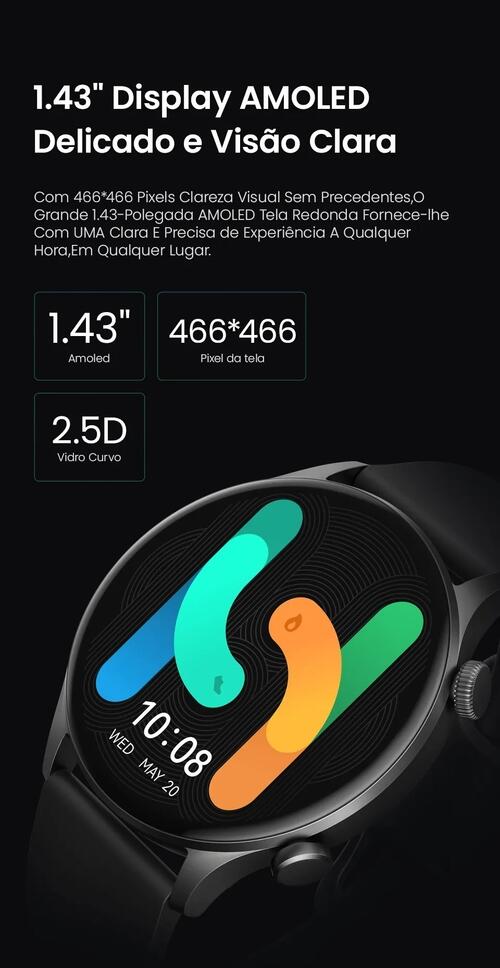Smartwatch Xiaomi Haylou Solar Plus RT3 Amoled A Prova Dagua - Preto