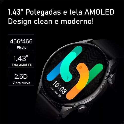Smartwatch Xiaomi Haylou Solar Plus RT3 Amoled A Prova Dagua - Preto
