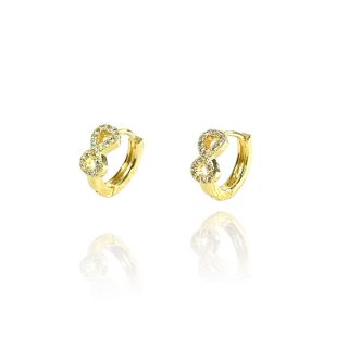 Brinco Argolinha Infinito Com Micro Zircônia Banhado em Ouro 18k