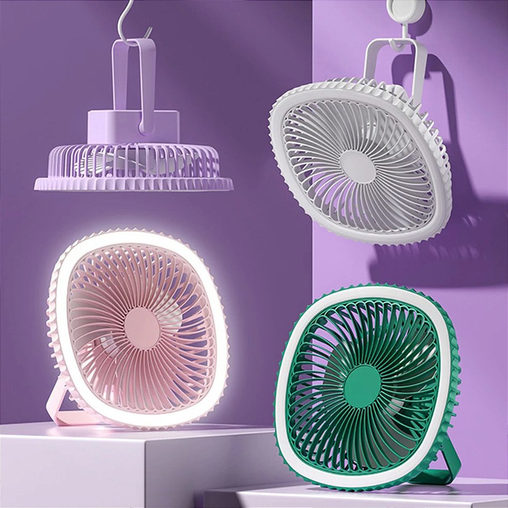 Mini Ventilador De Mesa Luz Ring Light Usb Portátil Potente Silencioso