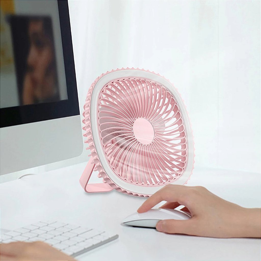 Mini Ventilador De Mesa Luz Ring Light Usb Portátil Potente Silencioso