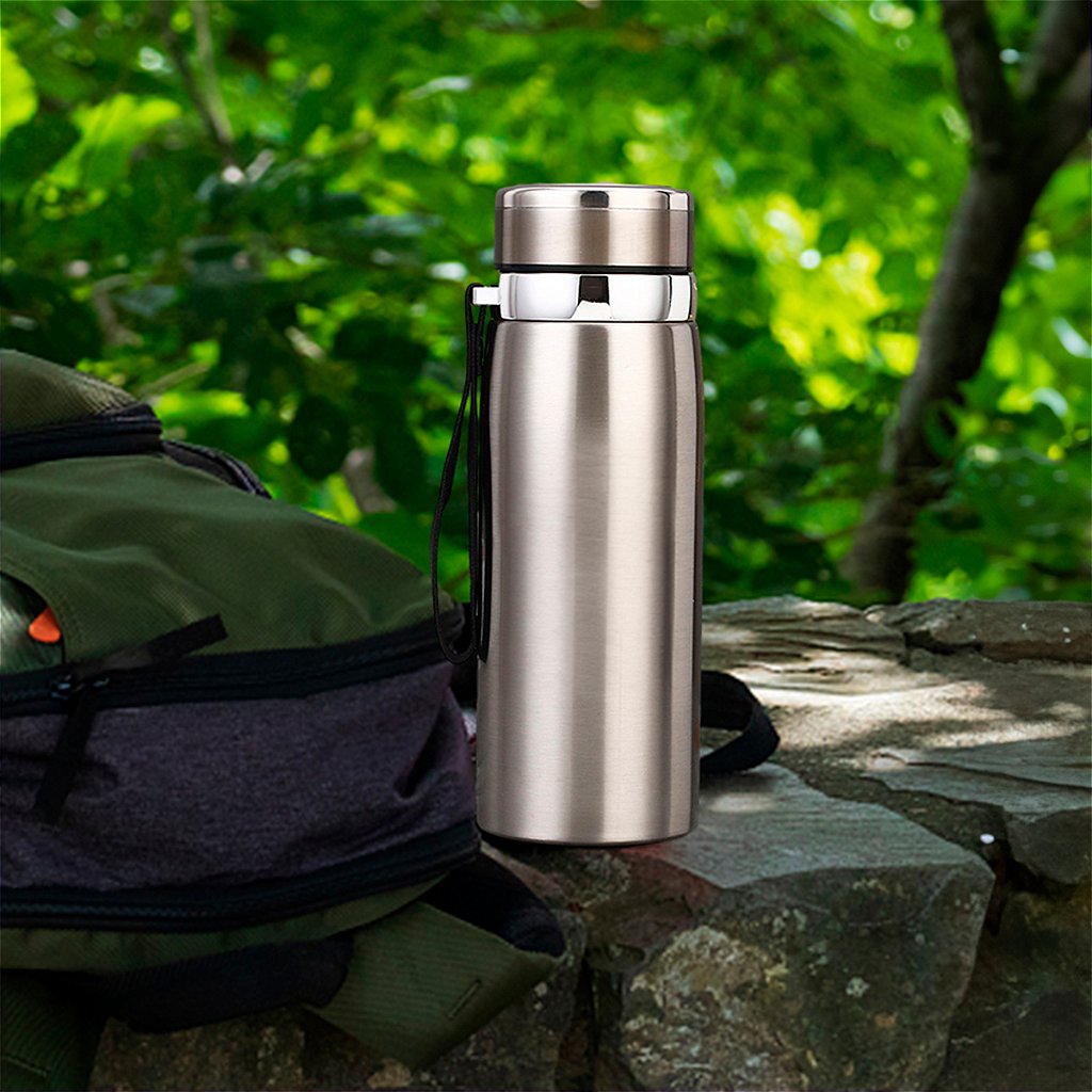 Garrafinha Térmica Aço Inox 600ml Água Gelada Quente C/ Vedação Academia Trilha