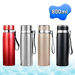 Garrafinha Térmica Aço Inox 800ml Água Gelada Quente C/ Vedação Academia Trilha