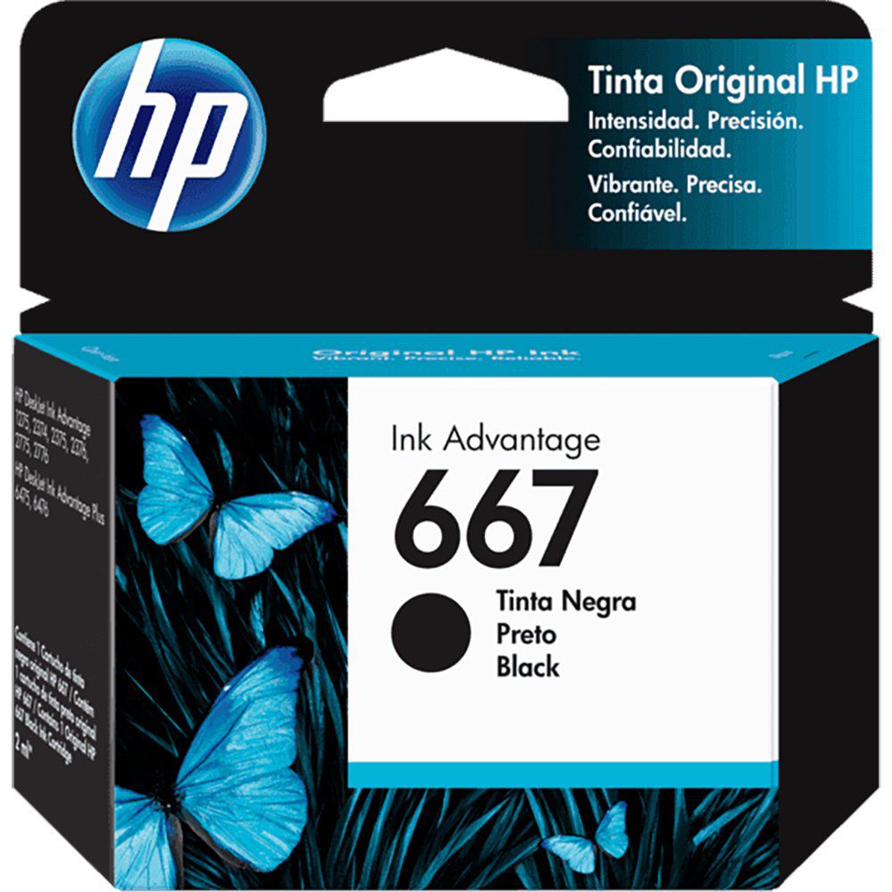 Cartucho Impressora Tinta Original Hp 667 Preto 2ml