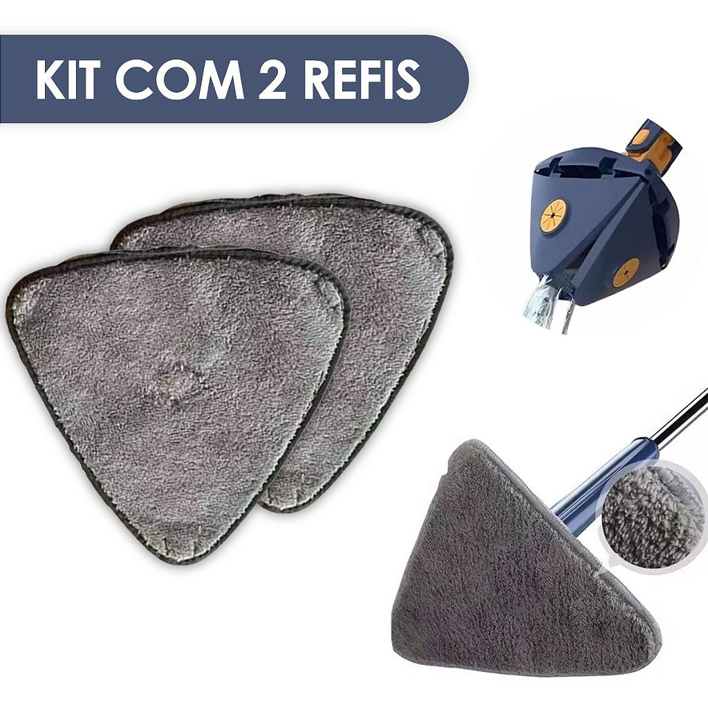 Refil Mop Para Esfregão Triangular 2 Unidades Alta Absorção
