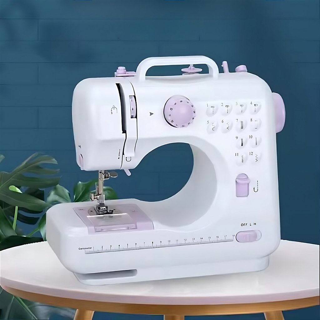 Mini Máquina De Costura 12 Pontos Portátil Tomada Pilha