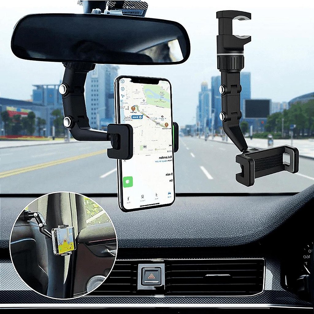 Suporte Telefone Espelho Retrovisor Carro Universal 360 Veicular