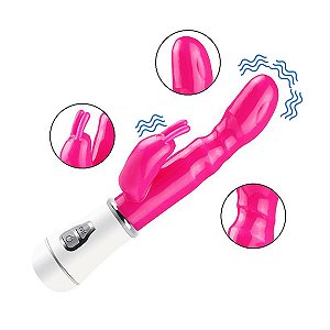 Vibrador Duplo Estimulador Coelhinho Macio Jelly Silencioso 15cm