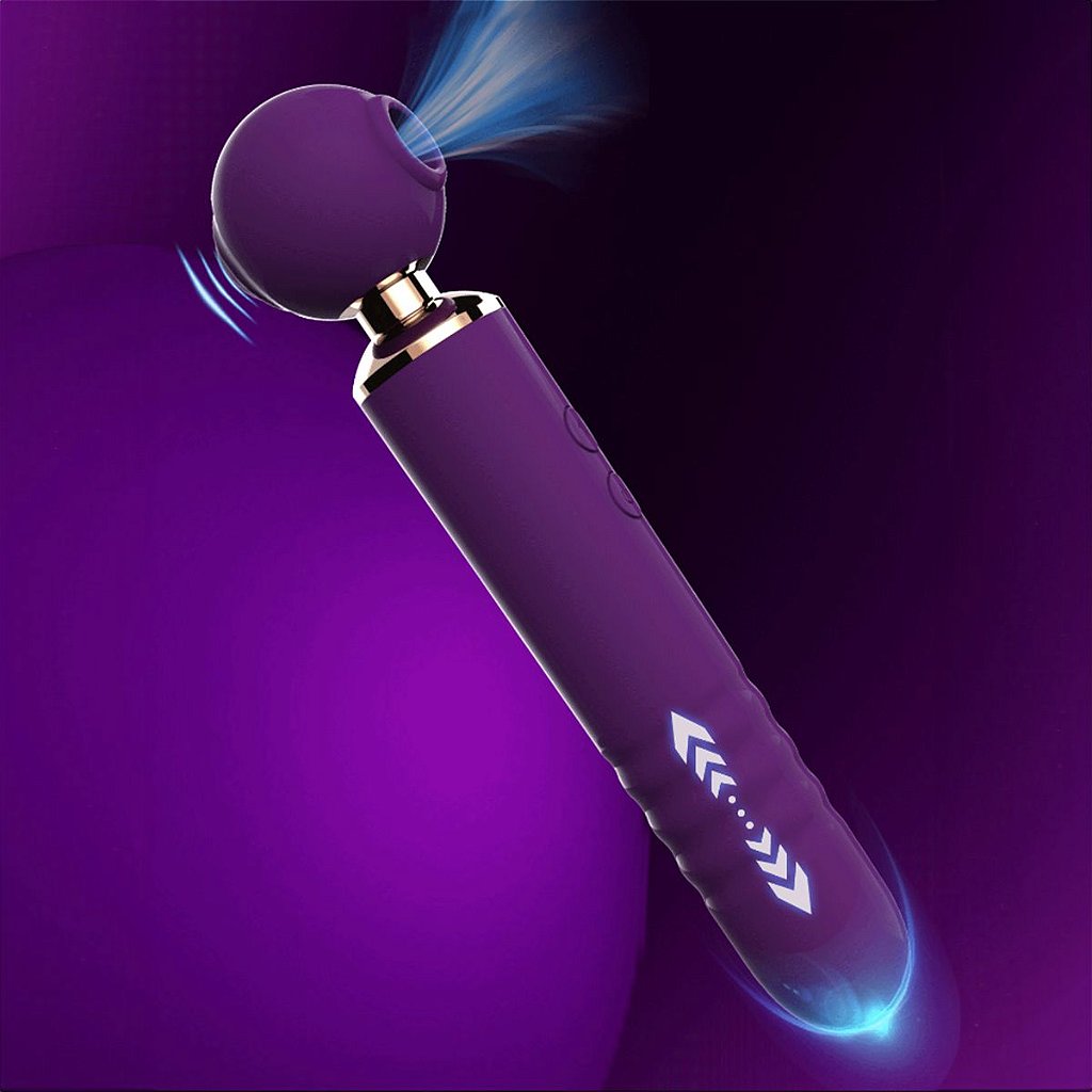 Vibrador Varinha Mágica Sugador Clitóris Ponto G Vai e Vem 3 em 1 USB