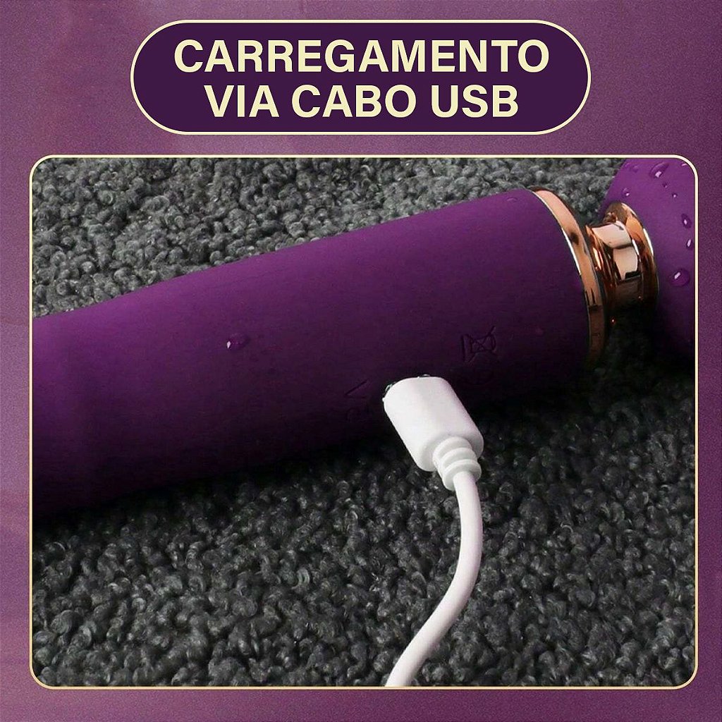 Vibrador Varinha Mágica Sugador Clitóris Ponto G Vai e Vem 3 em 1 USB