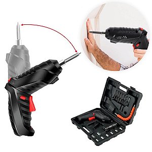 Conjunto Chave De Fenda Elétrica Furadeira  Recarregável