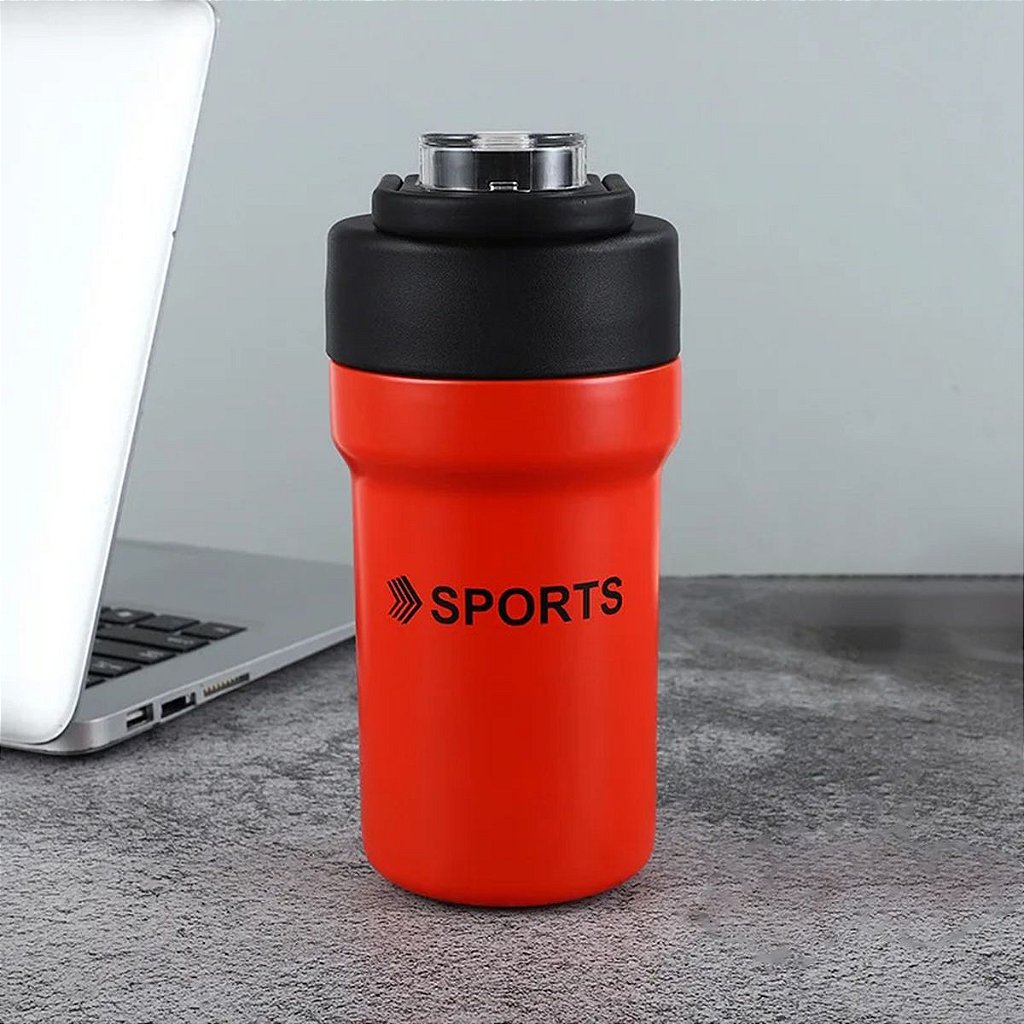 Garrafa Térmica Copo Inox 500ml Canudo Alça Esporte Academia