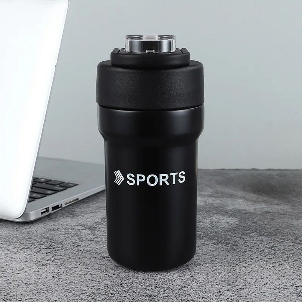 Garrafa Térmica Copo Inox 500ml Canudo Alça Esporte Academia