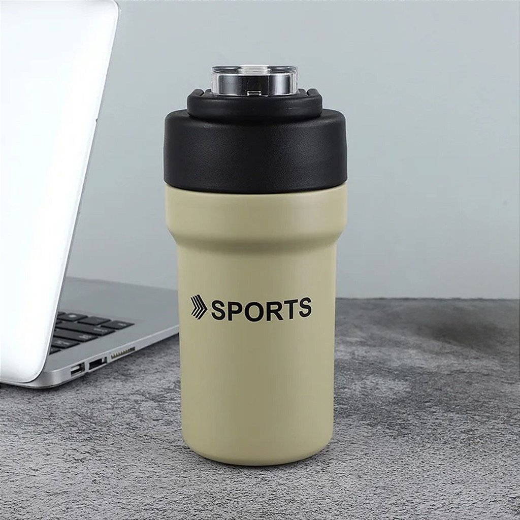 Garrafa Térmica Copo Inox 500ml Canudo Alça Esporte Academia
