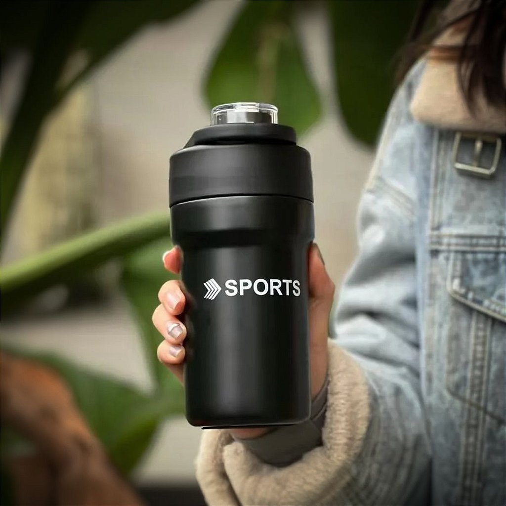 Garrafa Térmica Copo Inox 500ml Canudo Alça Esporte Academia