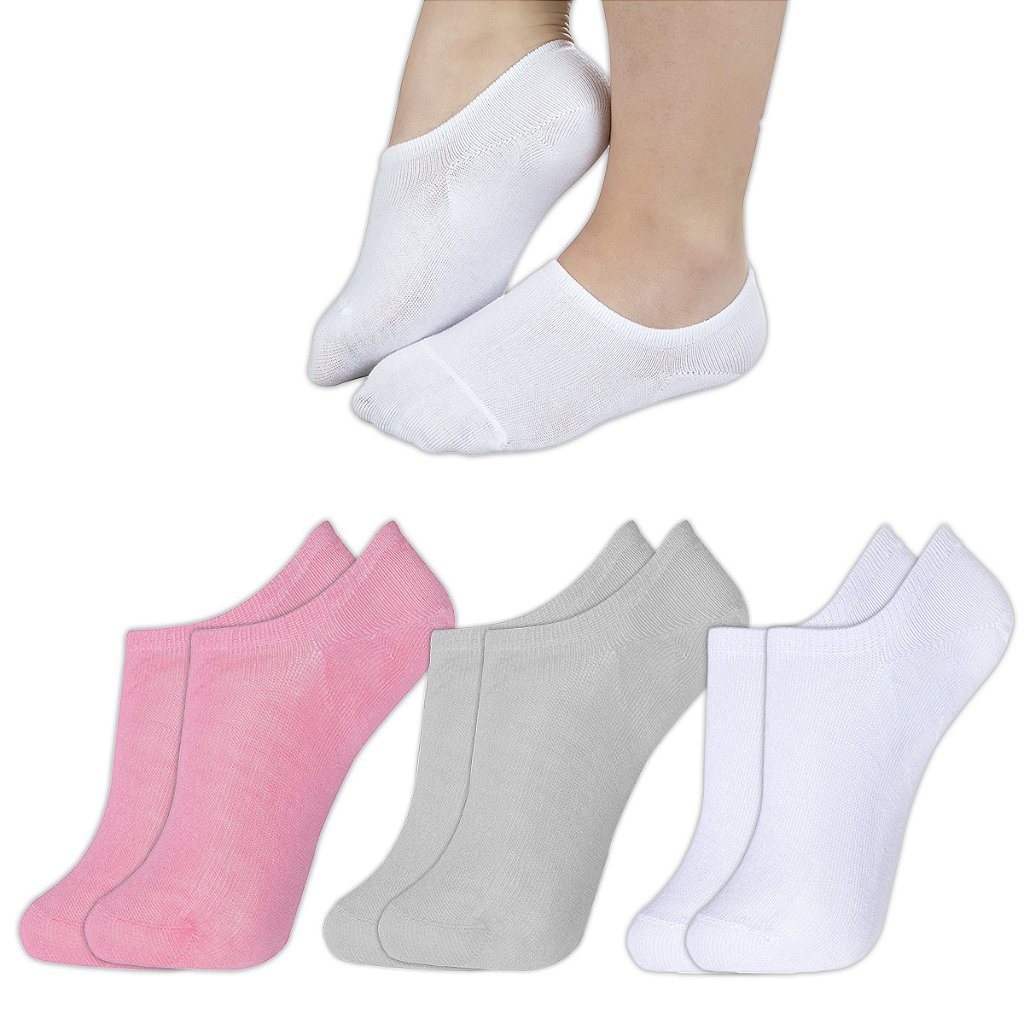 Kit 3 Pares Meia Sapatilha Feminina Invisível 35-40 Cores Sortidas