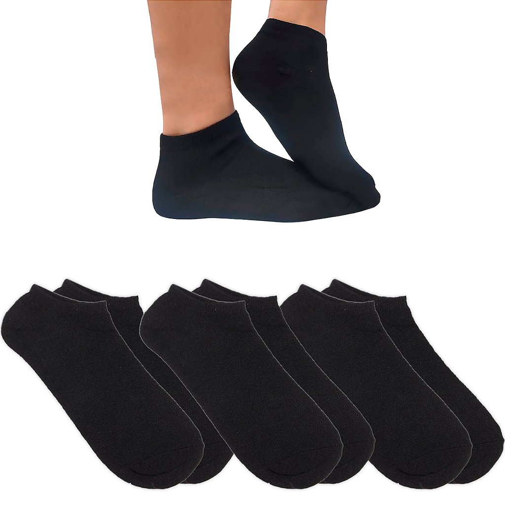 Kit 3 Pares Meia Cano Curto Infantil Meninos Meninas 6-9 Anos