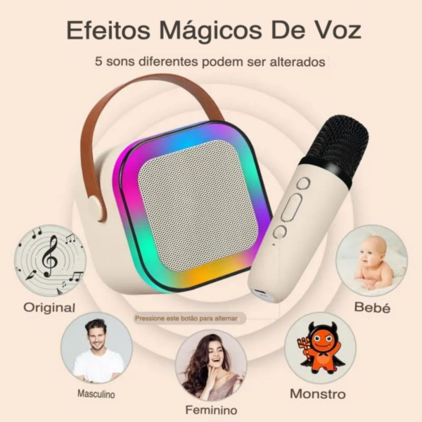 Caixa Som Com Microfone Infantil Caixinha Bluetooth Sem Fio