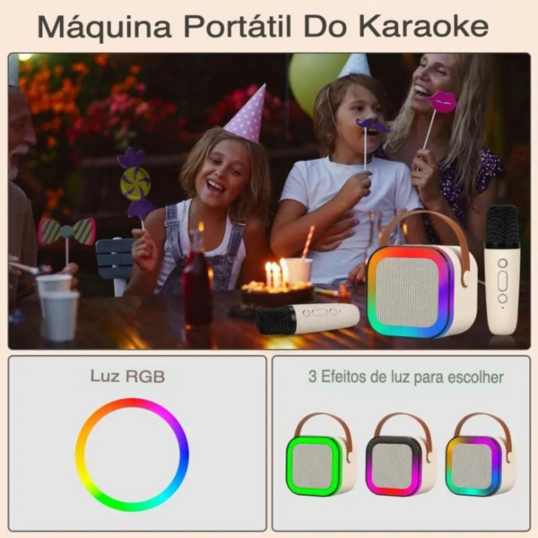 Caixa Som Com Microfone Infantil Caixinha Bluetooth Sem Fio
