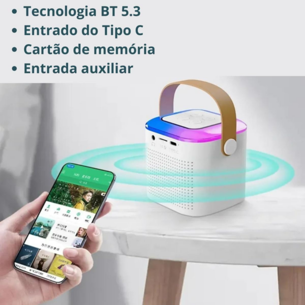 Caixa Som Com Microfone Infantil Caixinha Bluetooth Sem Fio